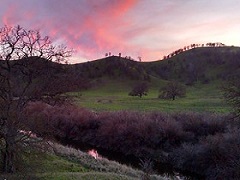 Sunset  behind rolling green hills. Photo by Bethany Lefebvre, BLM.