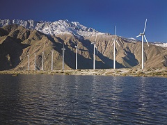 Large pools of water at the base of steep mountains. Photo courtesy of Coachella Valley Water District. 