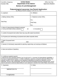 Photo of the first page of the paleontology permit application.