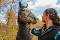 Woman with horse. 